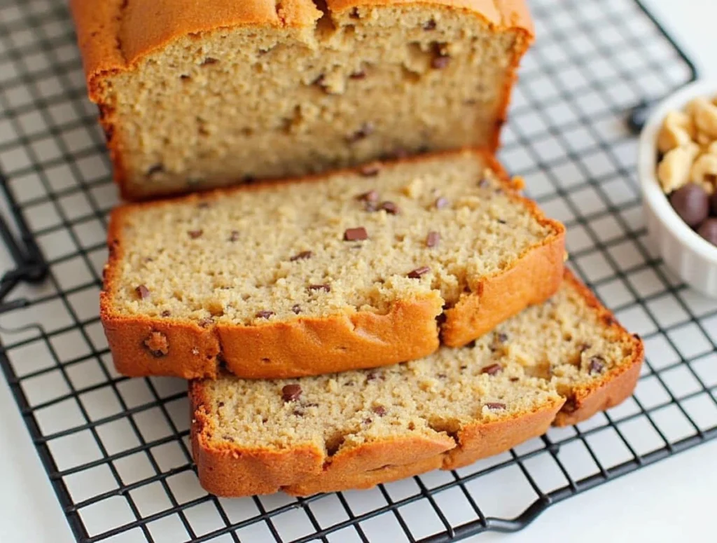 Close-up of sliced banana bread showcasing its texture with optional mix-ins like walnuts and chocolate chips.